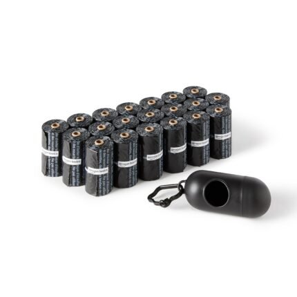 Amazon Basics Dog Poop Bags with Dispenser, 300 Count, Enhanced for Guaranteed Leakproof, Unscented, Includes Leash Clip